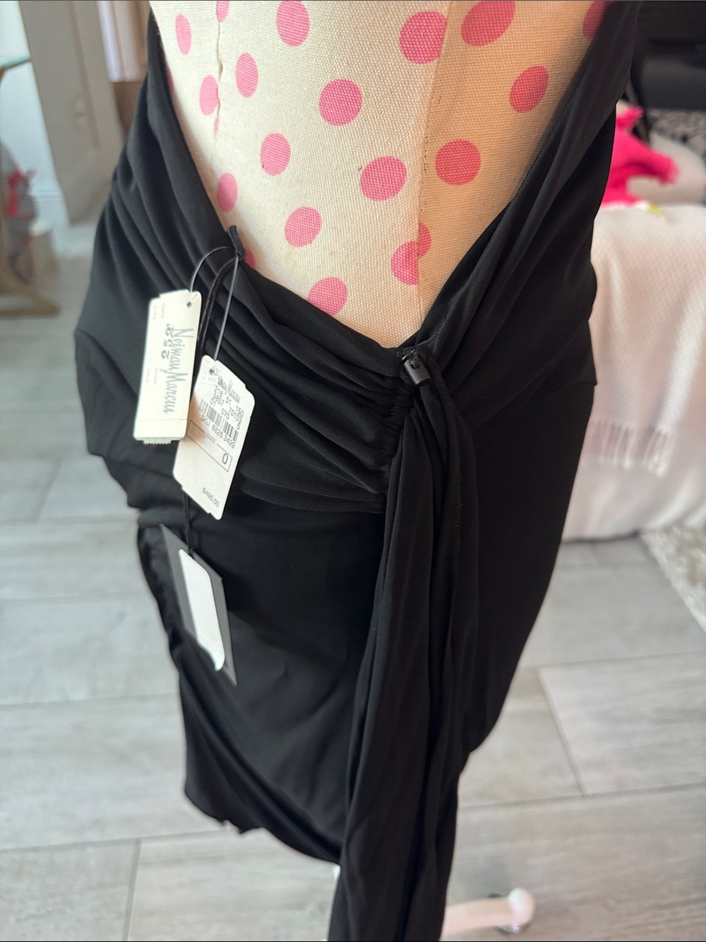Marilyn Monroe Ruched Polka Dot Mini Dress Size 0 NWT - Picture 8 of 10